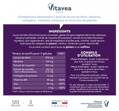 Vitavea Manhaé Cheveux Expert Force et Vitalité120 Gélules