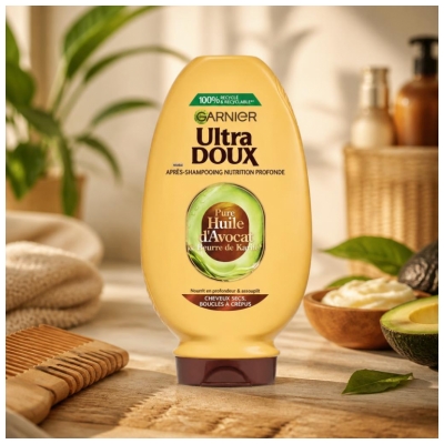 Garnier Ultra Doux Pure Huile d'Avocat & Beurre de Karité Après-Shampooing Nourrissant 360 ml - Homme & Femme
