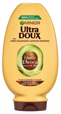 Garnier Ultra Doux Pure Huile d'Avocat & Beurre de Karité Après-Shampooing Nourrissant 360 ml - Homme & Femme
