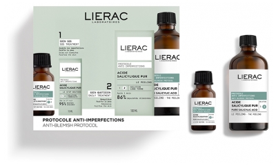 Lierac Protocole Anti-Imperfections Acide Salicylique Pur Peeling 100 ml + Acide Salicylique Pur Stop Bouton 15 ml