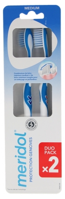 Meridol Brosse à Dents Gencives Fragiles Médium Duo - Couleur : Bleu et Rouge