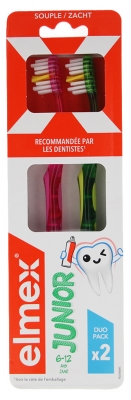Elmex Anti-Caries Junior Brosse à Dents 6-12 Ans Duo - Couleur : Rose et Vert