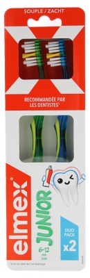 Elmex Anti-Caries Junior Brosse à Dents 6-12 Ans Duo - Couleur : Vert et Bleu