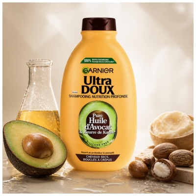 Garnier Ultra Doux Pure Huile d'Avocat & Beurre de Karité Shampooing Nourrissant 400 ml