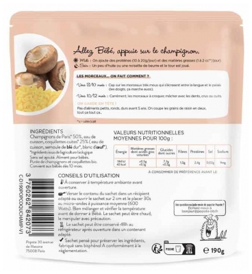 Popote Les Petits Morceaux Champignons et Coquillettes 10 Mois et + Bio 190 g