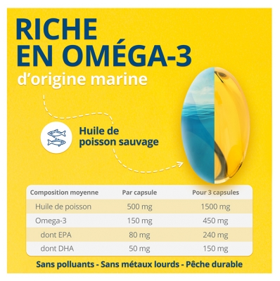 OM3 Huile de Poisson Riche en Oméga 3 120 Capsules