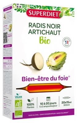 Superdiet Radis Noir Artichaut Bien-Être du Foie Bio 20 Unités