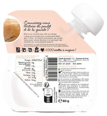 Popote Gourde Le Poulet Bio Dès 4/6 Mois 60 g
