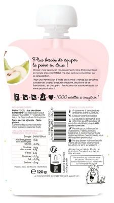 Popote Gourde La Poire Bio Dès 4/6 Mois 120 g