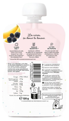 Popote Gourde Les Prunes & La Poire Bio Dès 4/6 Mois 120 g