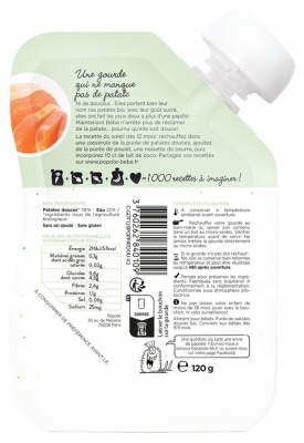 Popote Gourde La Patate Douce Bio Dès 4/6 Mois 120 g