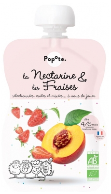Popote Gourde La Nectarine & Les Fraises Bio Dès 4/6 Mois 120 g