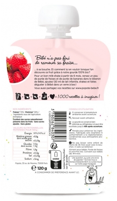 Popote Gourde Les Fraises Bio Dès 4/6 Mois 120 g