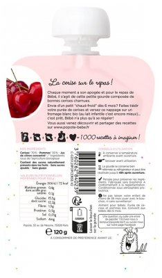 Popote Gourde Les Cerises Bio Dès 4/6 Mois 120 g