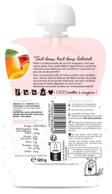 Popote Gourde L'Abricot Bio Dès 4/6 Mois 120 g