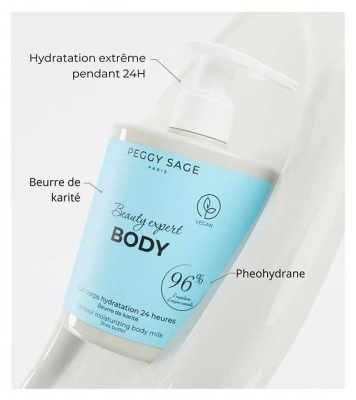 Peggy Sage Beauty Expert Body Lait Corps Hydratation 24 Heures Karité 500 ml