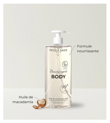 Peggy Sage Beauty Expert Body Huile de Modelage Corps Noix de Macadamia 1 L