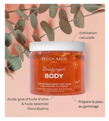 Peggy Sage Beauty Expert Body Authentique Savon Noir Corps 190 Grammes