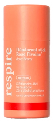 Respire Déodorant Rose Pivoine Stick Solide Efficacité 48H Carton Bio 50 g