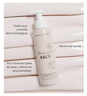Peggy Sage Beauty Expert Face Lait Démaquillant Onctueux Beurre de Karité 100 ml