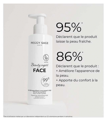 Peggy Sage Beauty Expert Face Lait Démaquillant Moussant Extrait de Bardane 200 ml