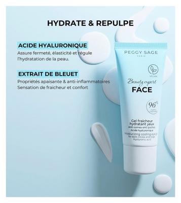 Peggy Sage Beauty Expert Face Gel Fraîcheur Hydratante Yeux Anti-Cernes et Anti-Poches 15 ml