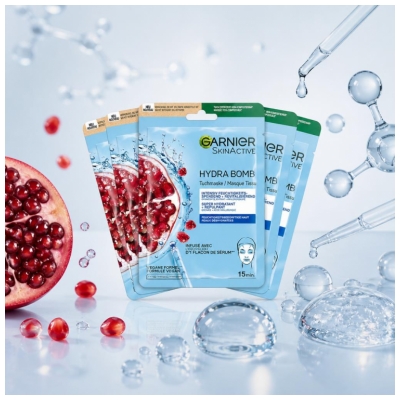 Garnier SkinActive Hydra Bomb Masque en Tissu Super Hydratant et Repulpant Lot de 5 x 28 ML