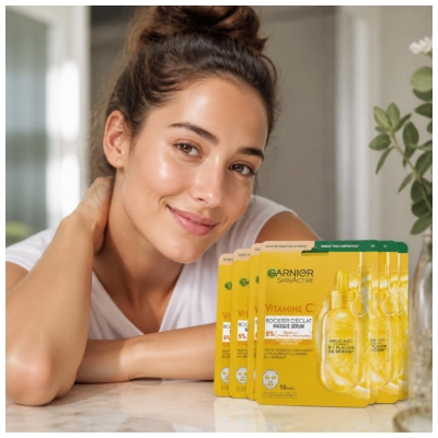 Garnier SkinActive Vitamin C Masque Tissu Sérum Booster Éclat 5 x 28 ML