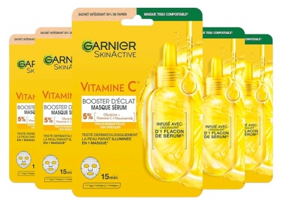 Garnier SkinActive Vitamin C Masque Tissu Sérum Booster Éclat 5 x 28 ML