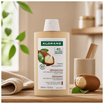 Klorane Réparation Cica-Shampoing Régénrant au Cupuaçu 400 ml