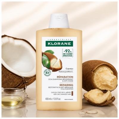 Klorane Réparation Cica-Shampoing Régénrant au Cupuaçu 400 ml