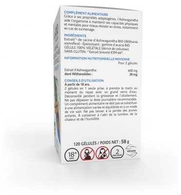Arkopharma Arkogélules Ashwagandha Surmenage Bio 120 Gélules