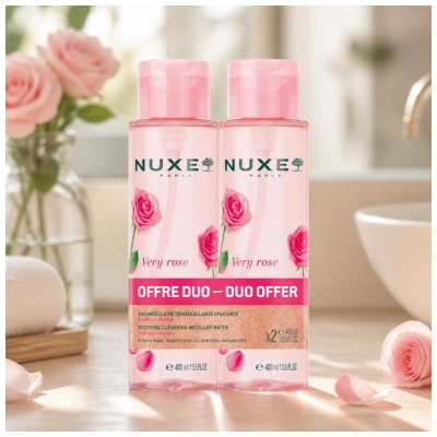 Nuxe Very rose Eau Micellaire Apaisante 3-en-1 Visage et Yeux Lot de 2 x 400 ml