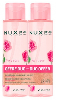 Nuxe Very rose Eau Micellaire Apaisante 3-en-1 Visage et Yeux Lot de 2 x 400 ml