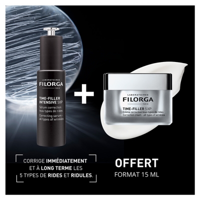 Filorga TIME-FILLER INTENSIVE 5XP Sérum Multi-Correction Rides 30 ml + TIME-FILLER 5XP Crème Visage Anti Rides 15 ml Offert
