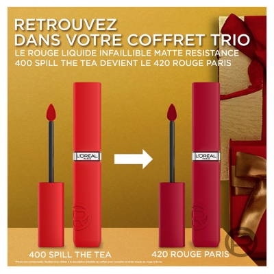 L'Oréal Paris Coffret Cadeau Telescopic Lift Mascara 10 ml + Infaillible Grip Liner 1 g + Infaillible Matte Resistance 420 Rouge Paris 5 ml