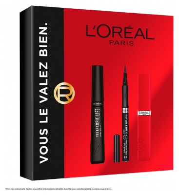 L'Oréal Paris Coffret Cadeau Telescopic Lift Mascara 10 ml + Infaillible Grip Liner 1 g + Infaillible Matte Resistance 420 Rouge Paris 5 ml