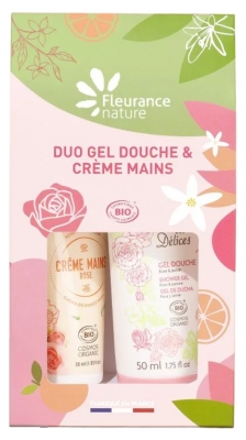 Fleurance Nature Crème Mains Rose Bio 30 Ml et Gel Douche Rose & Jasmin Bio 50 ML