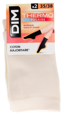 DIM Chaussettes Thermo Polaire Couleur Crème 2 Paires