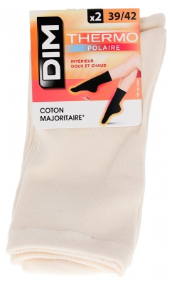 DIM Chaussettes Thermo Polaire Couleur Crème 2 Paires - Taille : 39/42