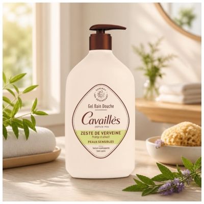 Cavaillès Gel Bain Douche Zeste de Verveine pour Peaux Sensibles 1 Litre