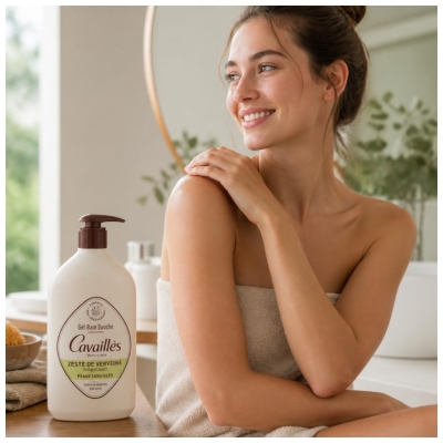 Cavaillès Gel Bain Douche Zeste de Verveine pour Peaux Sensibles 1 Litre