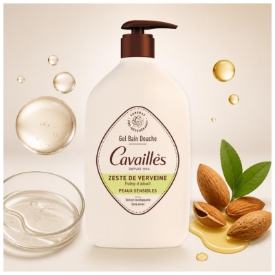 Cavaillès Gel Bain Douche Zeste de Verveine pour Peaux Sensibles 1 Litre