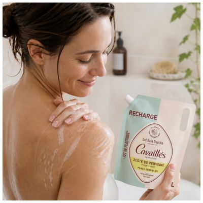 Cavaillès Gel Bain Douche Zeste de Verveine pour Peaux Sensibles Recharge 1 Litre