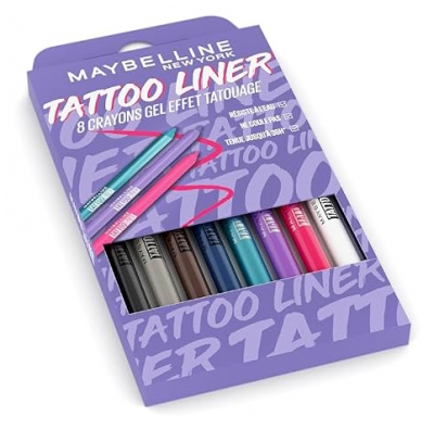 Maybelline New York Tattoo Liner EyeLiner Crayon Gel Taillable Coffret 8 x 1,3 g