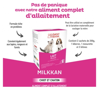 Clément Thékan Milkkan Lait Chiots et Chatons 400 Grammes