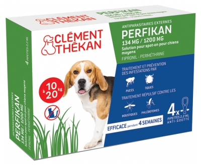 Clément Thékan Ti-Puces Anti-Tiques Chien 10-20Kg 4 Pipettes