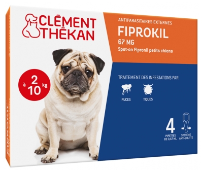 Clément Thékan Fiprokil Chien 2-10 kg Étui de 4 Pipettes 0,67 ml