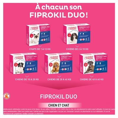 Clément Thékan Fiprokil Duo Antiparasitaire Chat 1 à 12 kg 2 Unités
