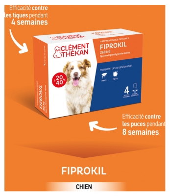 Clément Thékan Ti-Puces Anti-Tiques Chien 20-40Kg 4 Pipettes